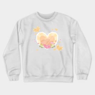 Pink Rose Floral Valentine Heart Shaped Crystals Crewneck Sweatshirt